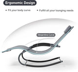 Outdoor Lounge Chair with Pillow, Chaise Lounge Chair for Patio, Lawn, Pool, Grayish Blue - Photo 4