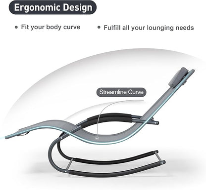 Outdoor Lounge Chair with Pillow, Chaise Lounge Chair for Patio, Lawn, Pool, Grayish Blue