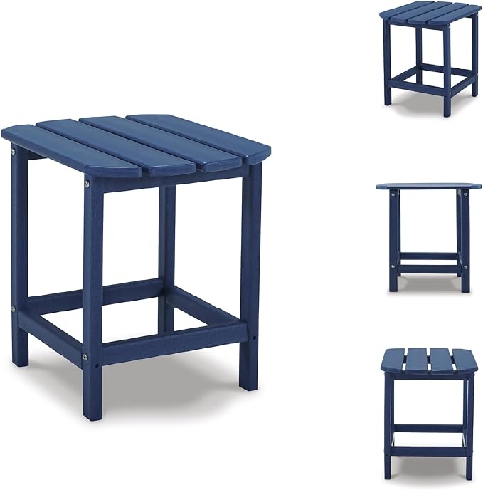 Signature Design by Ashley Outdoor Sundown Treasure HDPE End Table, Blue