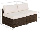 COSIEST 2-Piece Outdoor Furniture Add-on Armless Chairs for Expanding Wicker Sectional Sofa Set w Off White Thick - Photo 2