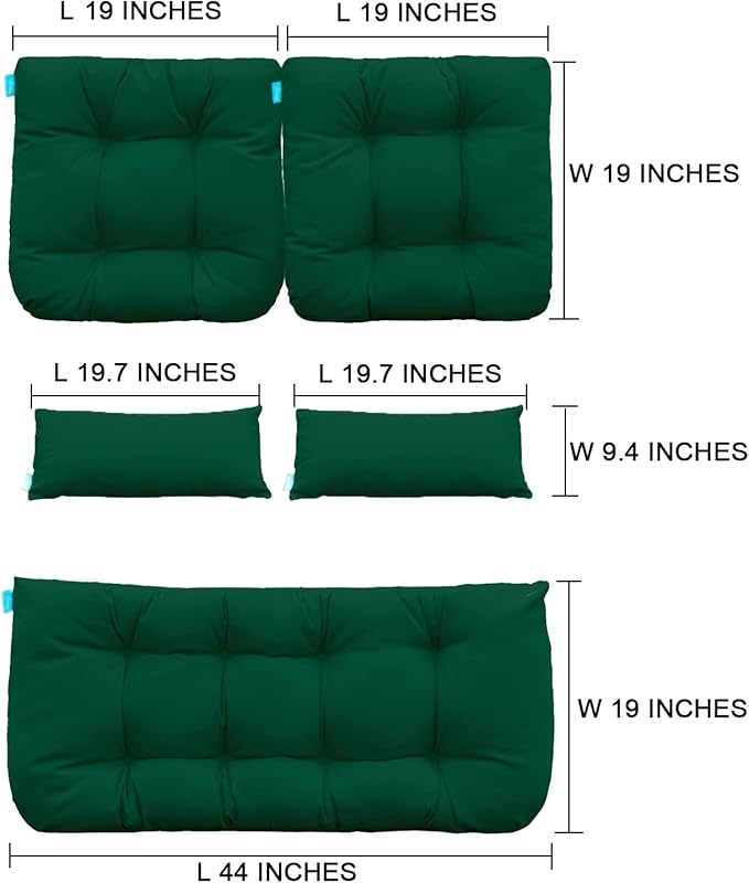 QILLOWAY Outdoor Patio Wicker Seat Cushions Group Loveseat/Two U-Shape/Two Lumbar Pillows for Patio Furniture - Photo 2