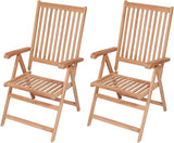 Teak Wood Reclining Patio Chairs Set of 2 - Photo 1