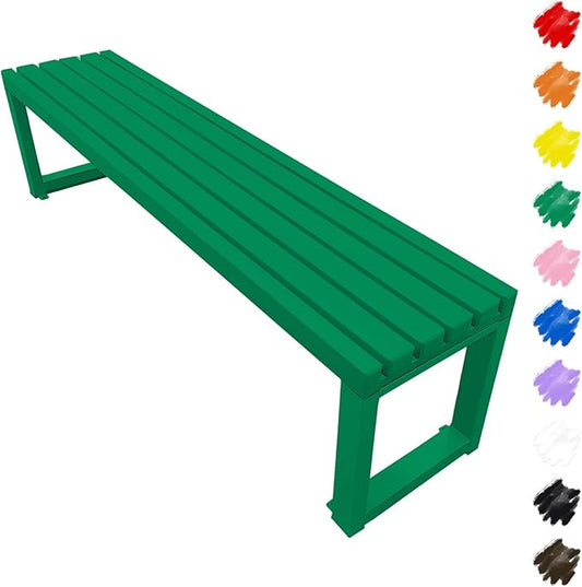 Outdoor Garden Bench 2-Person Metal Benches Patio Bench Weatherproof Park Seat Backless Chair Front Porch Seat Slatted Chair 3.3ft 3.9ft 4.9ft 5.9ft(Green,4.9ft)