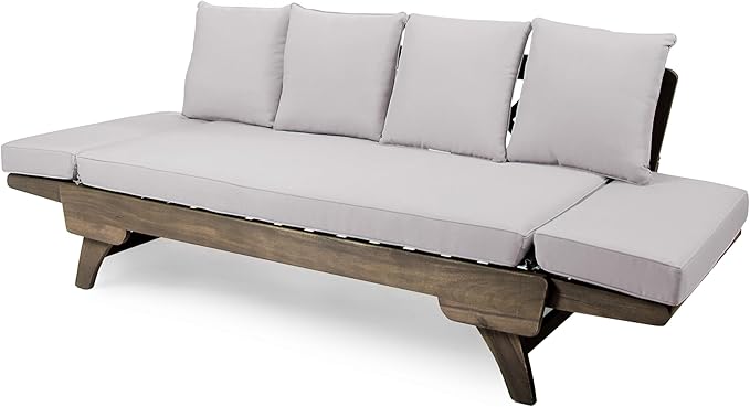 Christopher Knight Home Gary Patio Convertible Couch, Wooden Outdoor Daybed - Photo 10