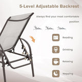 Giantex Set of 2 Patio Lounge Chair, Outdoor Chaise Lounge with 5 Adjustable Backrest, Sturdy Steel Frame - Photo 9