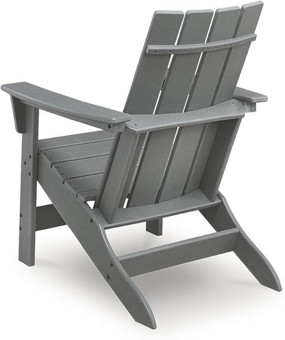 Signature Design by Ashley Lone View Bay Casual Weather Resistant Outdoor Adirondack Chair with High Back, Gray