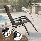 Adjustable Zero Gravity Lounge Chair with Steel Mesh Fabric: Reclining Lawn Chair Featuring Comfort Pillow - Photo 4
