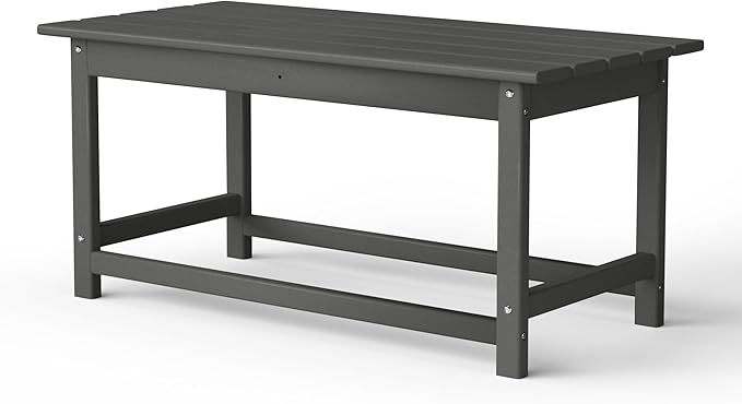 WestinTrends Malibu Outdoor Coffee Table, 35" x 17.5" All Weather Poly Lumber Patio Adirondack Coffee Table for Garden Lawn Porch Balcony, Gray
