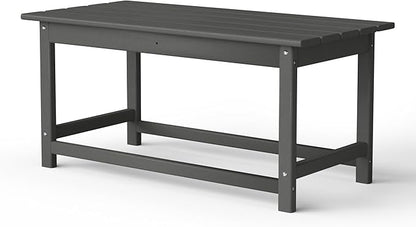 WestinTrends Malibu Outdoor Coffee Table, 35" x 17.5" All Weather Poly Lumber Patio Adirondack Coffee Table for Garden Lawn Porch Balcony, Gray