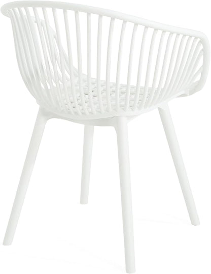 Christopher Knight Home Modern Accent Chair–White Outdoor Patio Chairs Set of 2 – Lounge Chairs for Balcony or Garden – Weave Design – Stylish and Comfortable Seating for Backyard or Terrace