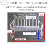 Zaer Ltd. Outdoor Metal Rocking Arm Chair/Bench (Bench, Antique White) - Photo 7