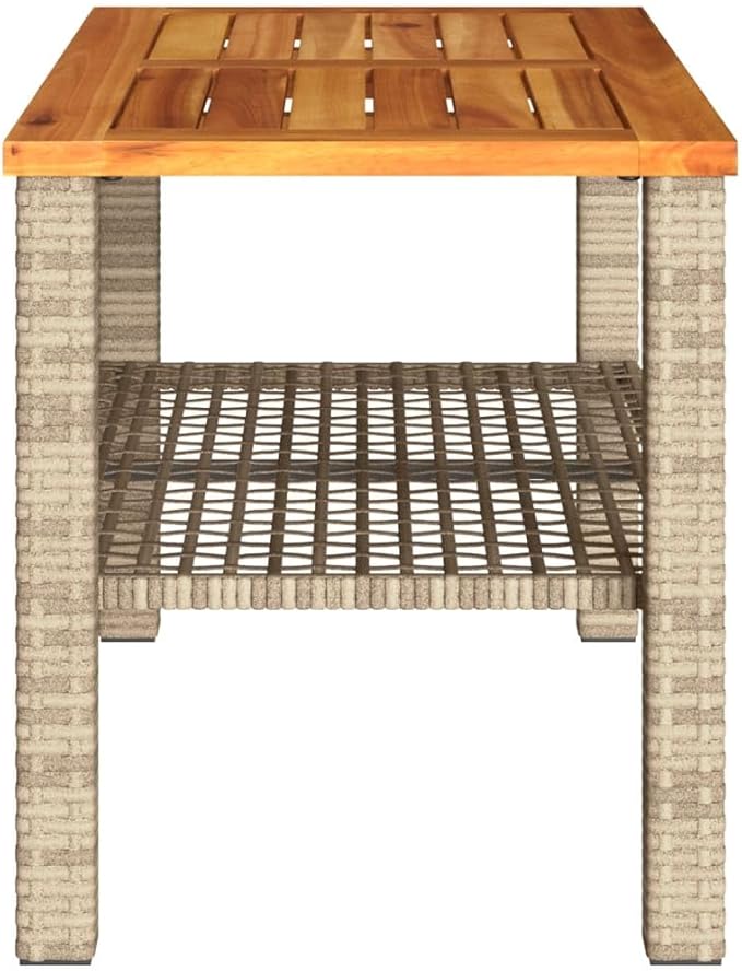 Modern Outdoor Garden Table with Acacia Wood Top and Powder-Coated Steel Frame - Photo 5