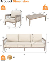 4-Piece Patio Furniture Set, Never-Rust Aluminum Patio Conversation Set, Outdoor Sofa Set with Faux Wood Grain Finish - Photo 2