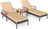 Tangkula 3 Pieces Patio Chaise Lounge Set, 2 Rattan Lounge Chairs with 4-Level Adjustable Backrest - Photo 1