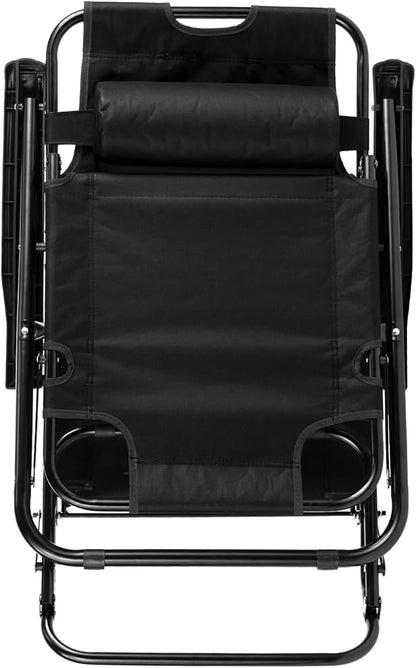 Outdoor Folding Chaise Lounge Chair, Patio Sun Lounger Reclining Beach Chair Sun Patio Pool Lawn Recliner Chair (Black)