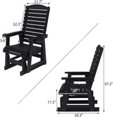 Poly Lumber Patio Glider for One Person, with Cup Holders, High Backrest and Deep Contoured Seat, HIPS Material - Photo 2