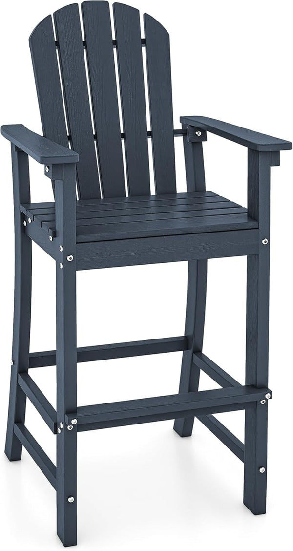 Tangkula Outdoor Tall Adirondack Chair 30 Inches Seat Height, HDPE Bar Height Patio Chair with High Backrest - Photo 1
