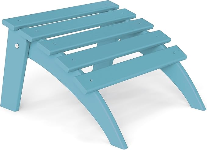 Adirondack Ottoman, Folding Adirondack Ottoman for Adirondack Chair, HDPE All Weather Outdoor Footstool for Patio, Backyard, Porch, Garden, Light Blue