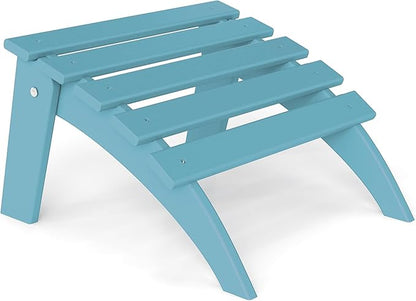 Adirondack Ottoman, Folding Adirondack Ottoman for Adirondack Chair, HDPE All Weather Outdoor Footstool for Patio, Backyard, Porch, Garden, Light Blue