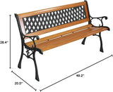 Garden Bench,Outdoor Bench Patio Bench for Metal Bench Park with Armrests Sturdy Hardwood Cast Iron for Yard - Photo 2