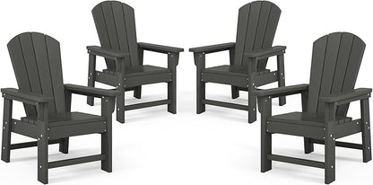 Costaelm Kids Adirondack Chair Set of 4, Plastic Outdoor Kids Chair Toddler Patio Furniture and Outdoor Children Picnic Activity Lawn Chair for Garden, Patio, Backyard & Beach, Gray