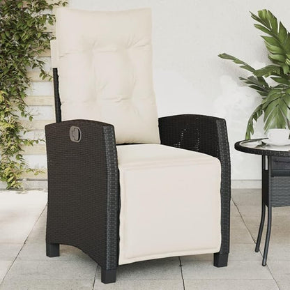 vidaXL Reclining Garden Chair Black Poly Rattan and Powder-Coated Steel