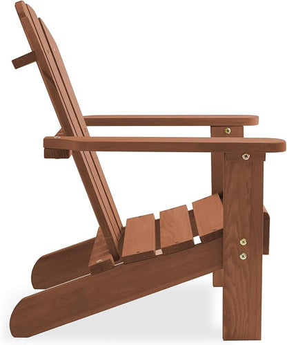 Casafield Children's Adirondack Chair, Cedar Wood Outdoor Kid's Chairs for Patio, Deck, Lawn and Garden, Partially Pre-Assembled - Espresso