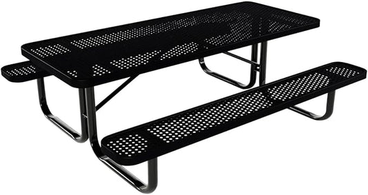 COATEDOUTDOORFURNITURE Heavy-Duty Portable Outdoor Kids Table, Punched Steel Kids Picnic Table, Commercial-Grade Picnic Table, Made in America (6ft Rectangular, Childrens, Black)