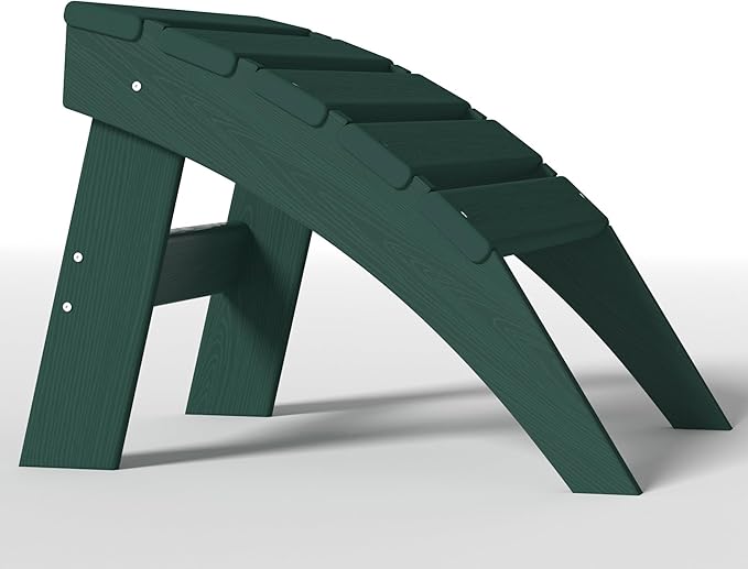 Plawdlik Folding Ottoman for Adirondack Chair–HDPE All-Weather Footrest for Outdoor Use, Garden & Poolside– Anti-Cracking, Fade-Resistant, Easy Assembly–Green