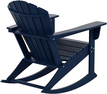 WestinTrends Dylan Outdoor Patio Poly Plastic Adirondack Rocking Chair, Navy Blue