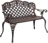 Ochine Patio Garden Bench Outdoor Furniture Metal Rose Loveseat Benches Cast Aluminum Front Porch Chair Seat Rose - Photo 1