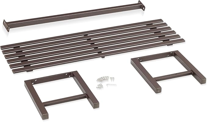 Outdoor Metal Bench, 47 x 16 x 17 inches, Backless Porch Bench, 2-Person Seating, Dark Brown, 300 lbs Capacity