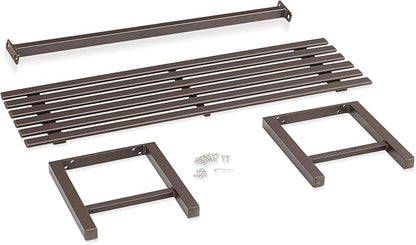 Outdoor Metal Bench, 47 x 16 x 17 inches, Backless Porch Bench, 2-Person Seating, Dark Brown, 300 lbs Capacity