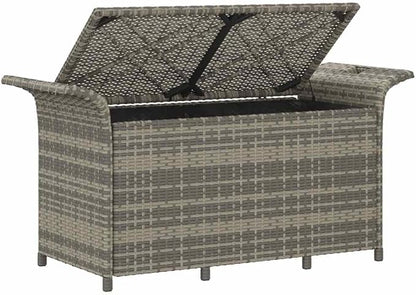 Grey Polyethylene Rattan Garden Bench, Weatherproof Outdoor Seating with Storage, Patio Furniture for 2 People, 45.7x45.7x22.4 Inches Patio Bench