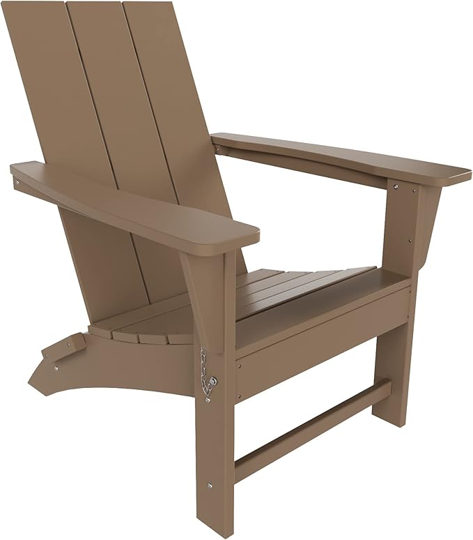 WestinTrends Ashore Modern Outdoor Folding Adirondack Chair, Weathered Wood