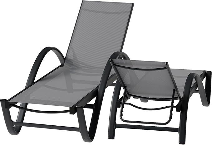 JY QAQA 2PCS Patio Outdoor Lounge Chaise with Wheels - Photo 6