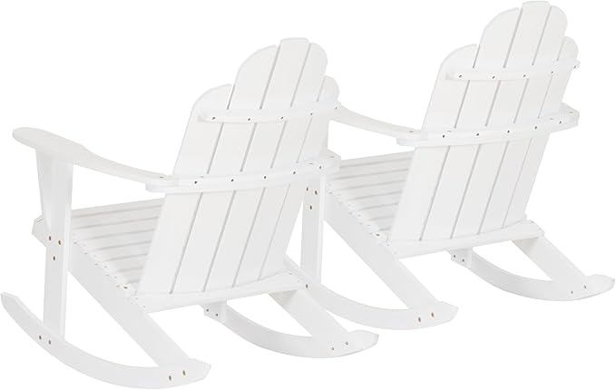 Jayde White Solid Wood Outdoor Adirondack Rocking Chair Set of 2 by Linon - Photo 8