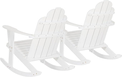 Jayde White Solid Wood Outdoor Adirondack Rocking Chair Set of 2 by Linon