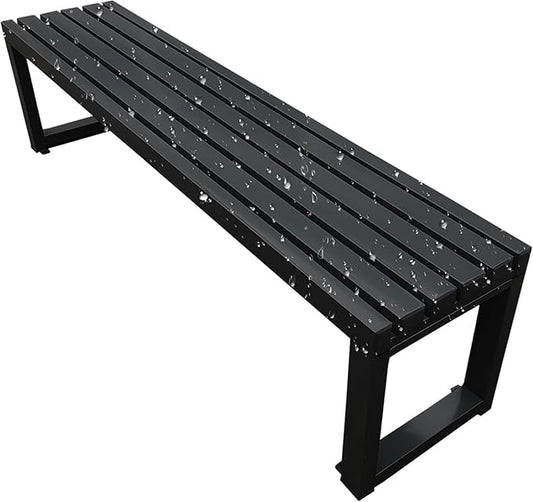 Outdoor Bench 2-Person Garden Bench Metal Backyard Seat Backless Seat 3.3ft 3.9ft 4.9ft 5.9ft Weatherproof Chair for Front Porch, Patio, Park(Black,3.93ft)