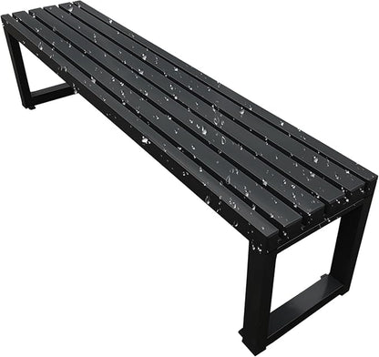 Outdoor Bench 2-Person Garden Bench Metal Backyard Seat Backless Seat 3.3ft 3.9ft 4.9ft 5.9ft Weatherproof Chair for Front Porch, Patio, Park(Black,3.3ft)