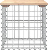 Solid Pine Wood and Galvanized Steel Garden Bench Brown Square 16.9x17.3x16.5 Inches Small Outdoor Furniture Rustic - Photo 4