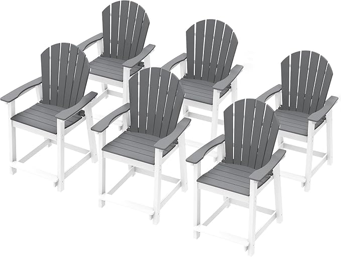 Tall Adirondack Chair Set of 6, Eco-Friendly Recycled Stylish Patio Bar Stools & Heavy Duty Lifeguard Chair - Photo 1
