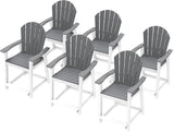 Tall Adirondack Chair Set of 6, Eco-Friendly Recycled Stylish Patio Bar Stools & Heavy Duty Lifeguard Chair - Photo 1