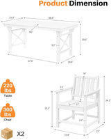 HDPE Patio Dining Set, 5-Piece Outdoor Table and Chairs with Umbrella Hole, Modern Outdoor Dining Set for 4 - Photo 3