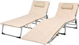 Giantex Lounge Chair Chaise Lounger, Beach Recliner with Mattress, 4 Adjustable Reclining Position, Pillow - Photo 1