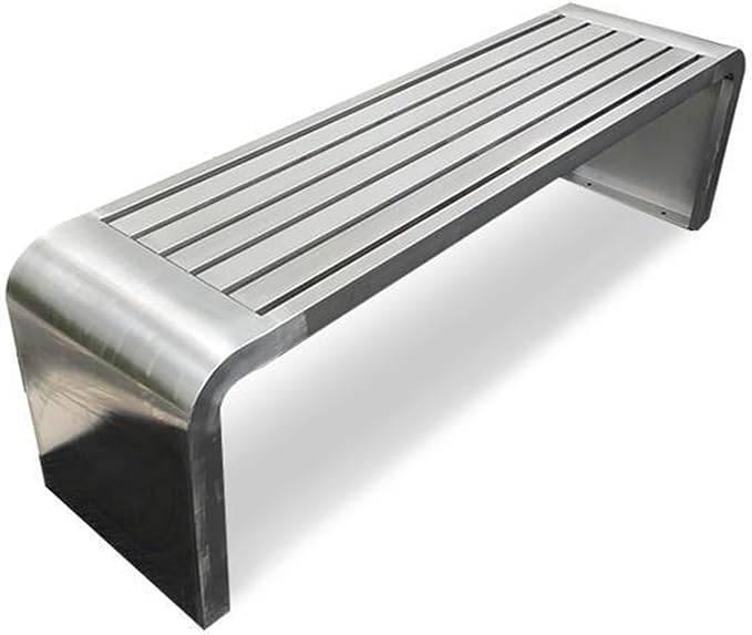 Metal Garden Bench, Outdoor Benches Weatherproof, Stainless Steel Frame, Patio Bench with Mounting Screws, Arc Corner Design(120x40x45cm (47x16x18in))