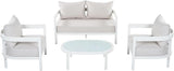 Merax 4 Piece Patio Outdoor Furniture Set, All-Weather Curved Aluminum Loveseat Sofa, 2 Armchairs w/Coushions - Photo 4