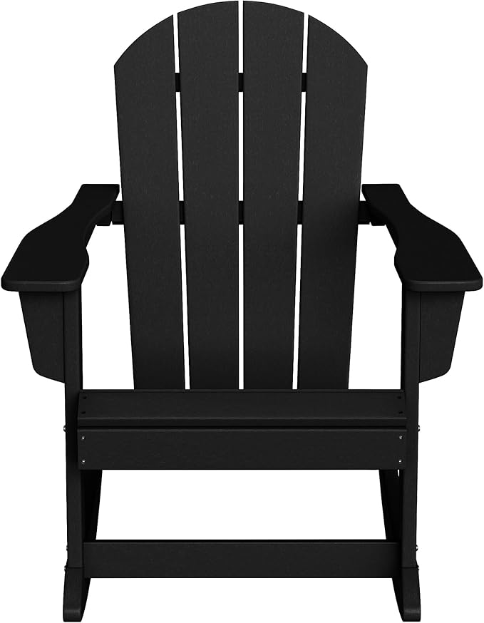 WestinTrends Malibu Outdoor/Patio Poly Adirondack Rocking Chair, Black