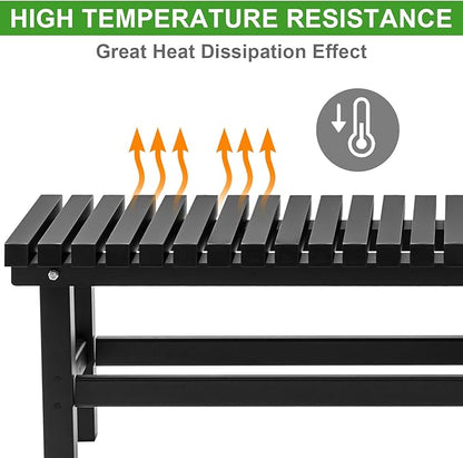 TECSPACE 70 Inches Aluminum Outdoor Weatherproof Bench Backless, 550 LBS Bearing Capacity Garden Porch Bench, Vertical Panel Design, Black