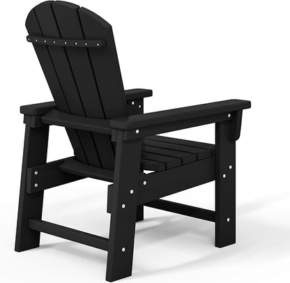 WestinTrends Malibu Kids Outdoor HDPE Adirondack Plastic Patio Chair, Black